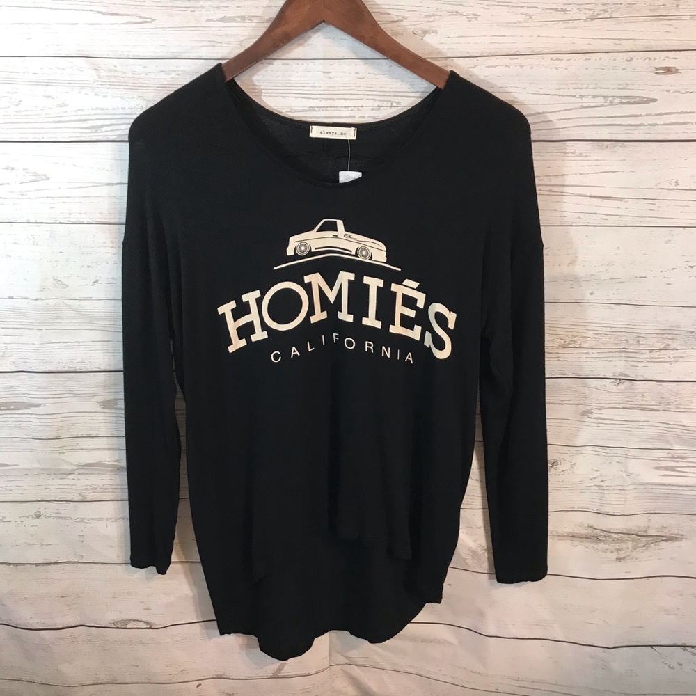 Always ...me black long sleeve graphic tee size SM